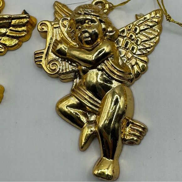 Set of 11 Golden Cherubs Playing Instruments, miniature sized for Tabletop Tree - Picture 1 of 7